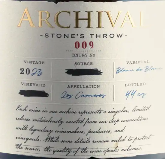 2023 Blanc de Blanc Los Carneros label