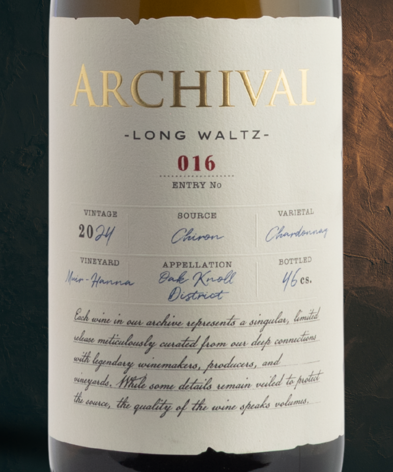 2024 "Long Waltz" Chardonnay, Oak Knoll District, Muir-Hanna Vineyard