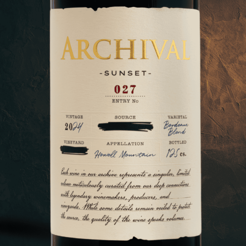 Entry No. 027 2024 "Sunset" Howell Mountain Bordeaux Blend