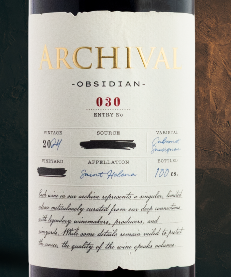 Entry No. 030  "Obsidian" St. Helena Cabernet Sauvignon 2024