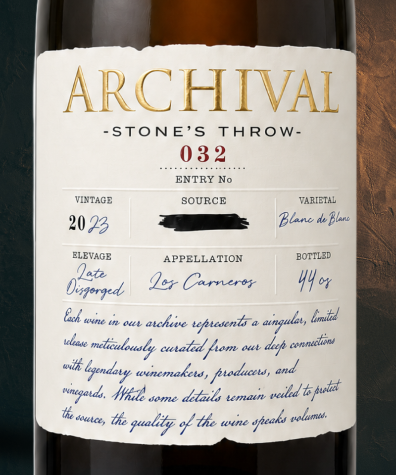 Entry No. 032  "Stone's Throw" Blanc de Blanc Los Carneros 2023 — Late Disgorged
