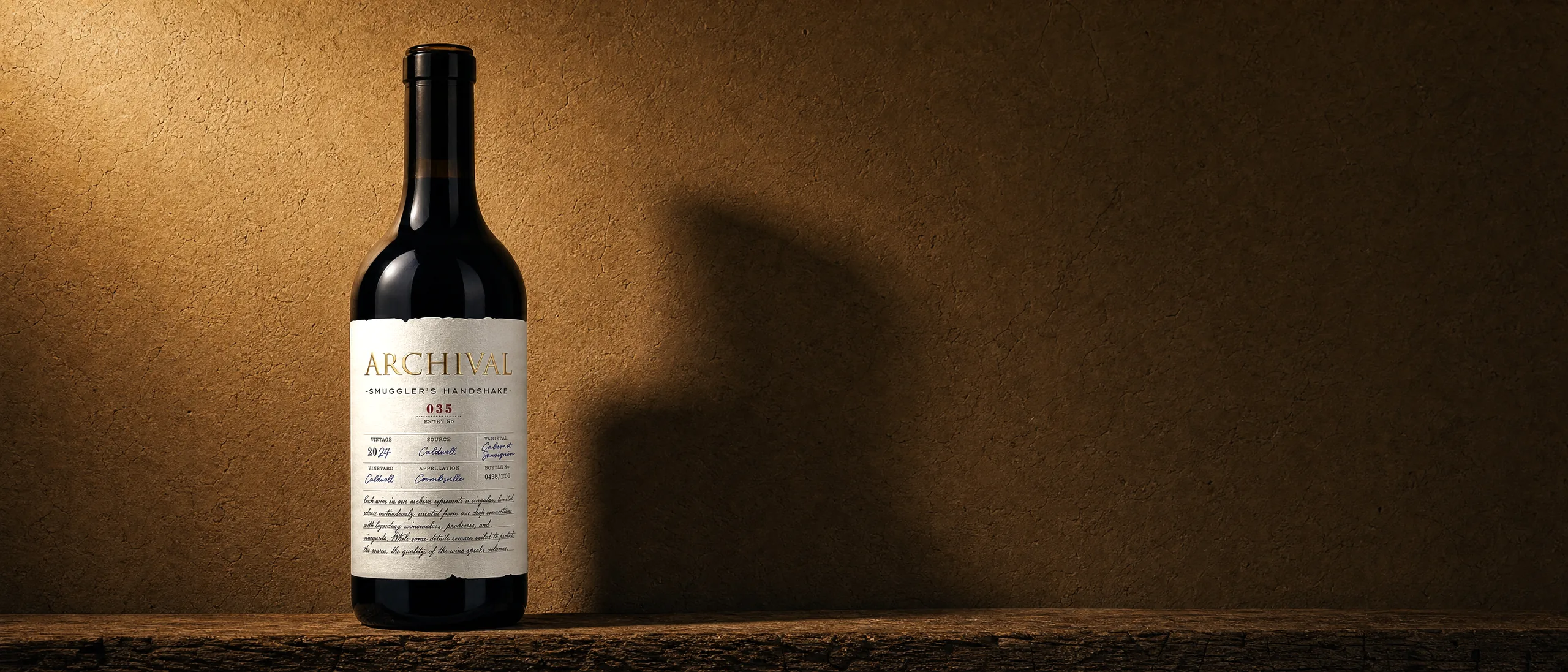 Smuggler's Handshake — Entry No. 035  "Smuggler's Handshake" Coombsville Cabernet Sauvignon Caldwell Vineyard 2024