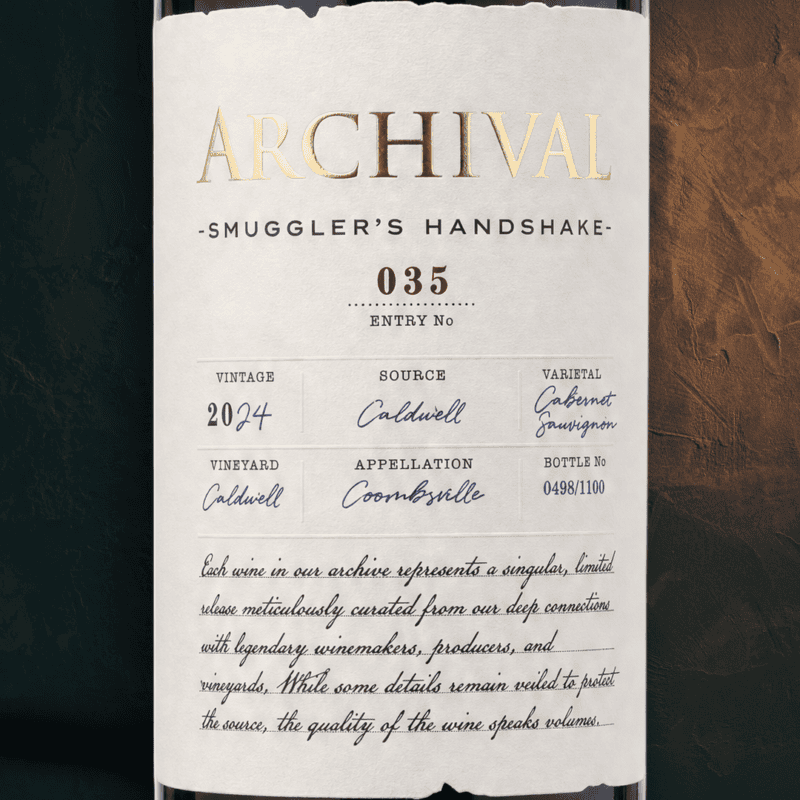 Entry No. 035 — "Smuggler's Handshake" Coombsville Cabernet Sauvignon, Caldwell Vineyard, 2024